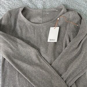 Quince Heather Gray Organic cotton micro rib Long Sleeve tee XL